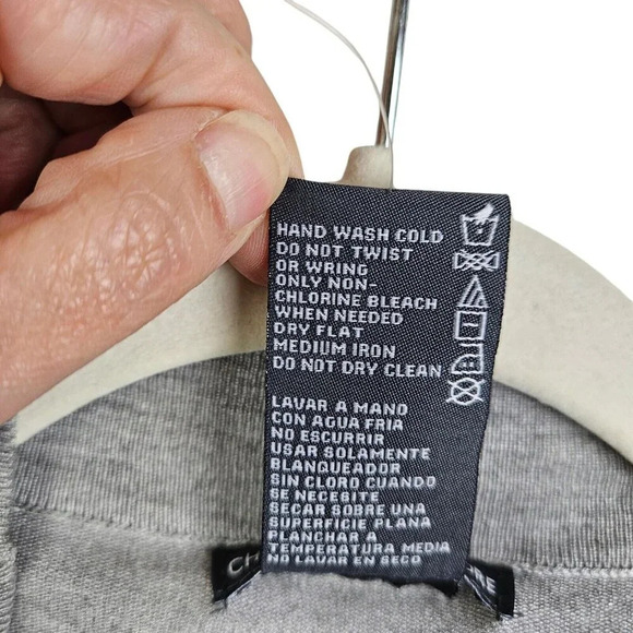 Chelsea & Theodore Gray Fringe Trim Long Sleeve Cardigan Sweater Size X Large - Picture 8 of 9